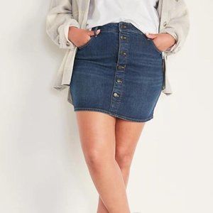 Old Navy High-Waisted Button-Front Mini Jean Skirt for Women New